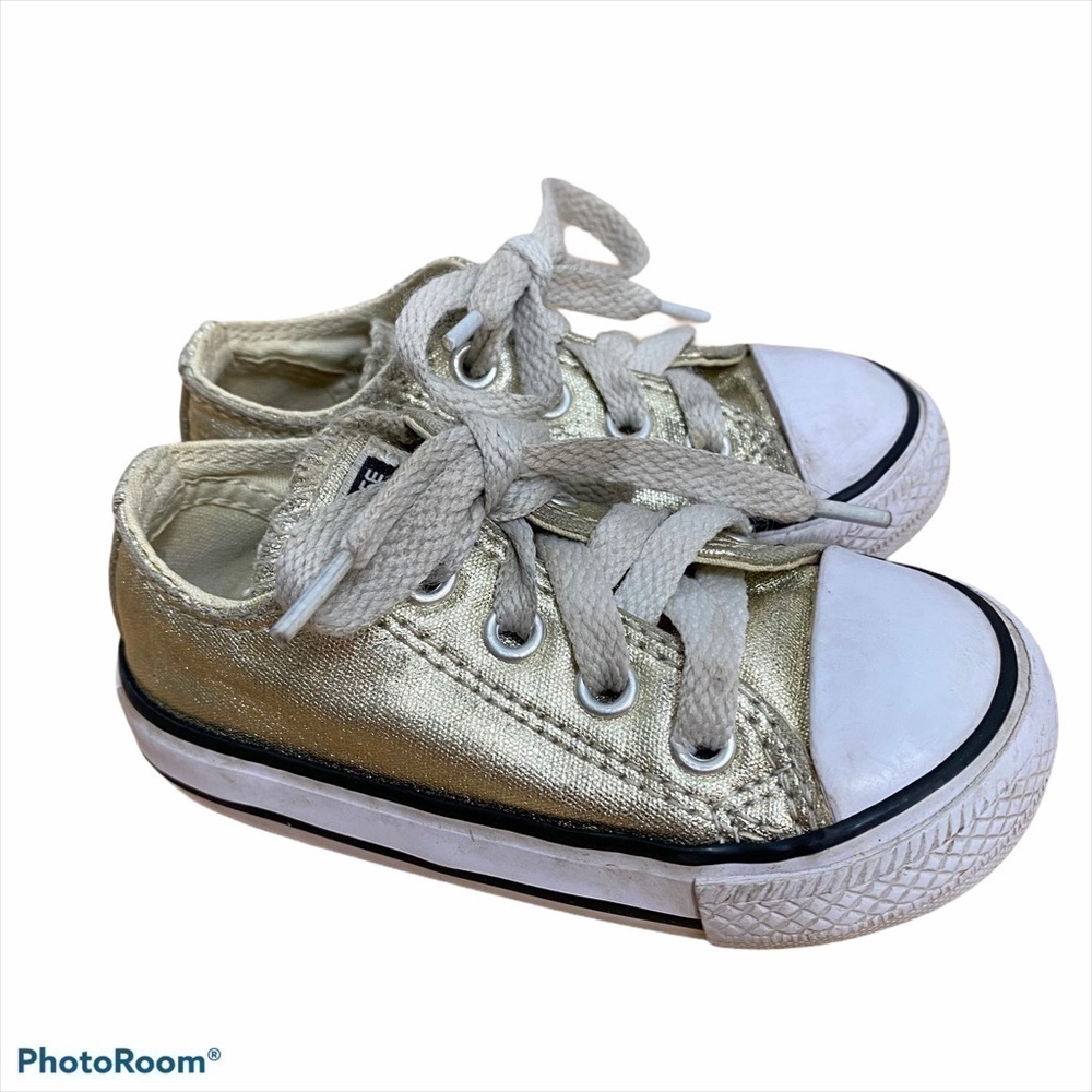 Converse Gold Baby Sneakers Sz 5 Lace Up Kids